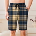 thumbnail image 2 of BXJX Mens Plaid Shorts With Pockets- Elastic Waist Fashion Casual Drawstring Summer Shorts Khaki Size L, 2 of 7