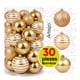 thumbnail image 1 of Esferas para árbol de navidad Artego set mix de 30 esferas = 10pz*8cm 20pz*6cm color Champagne * Línea Glitter 3 acabados glitter, brillante y cromada, para colgar Christmas ornaments, 1 of 7