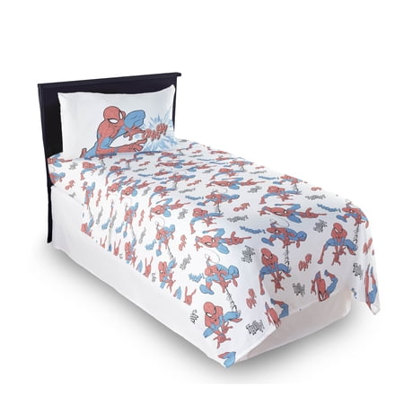 The Amazing Spider-Man Kids 3-Piece Sheet Set, White, Marvel, Twin Size