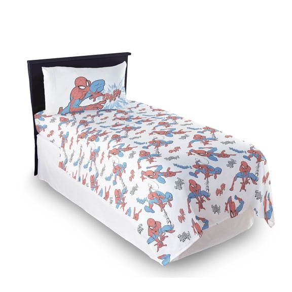 The Amazing Spider-Man Kids 3-Piece Sheet Set, White, Marvel, Twin Size