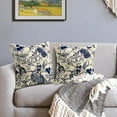thumbnail image 3 of Vintage Floral Bird Pillow Covers 20x20 Inch Set of 2 Navy Blue Flowers Leaves Decorative Throw Pillows For Couch Chinoiserie Square Pillow Cases Home Decor For Sofa Bed Porch Living Room Outdoor, 3 of 6