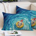 thumbnail image 2 of Funny Art Throw Pillow Covers Summer Gnome Swimming Blue Sea View Oil Painting Decorative Lumbar Pillow Cover Rectangle Cushion Case for Sofa Couch Bed Living Room Bedroom 16 X 24 Inches, 2 of 9