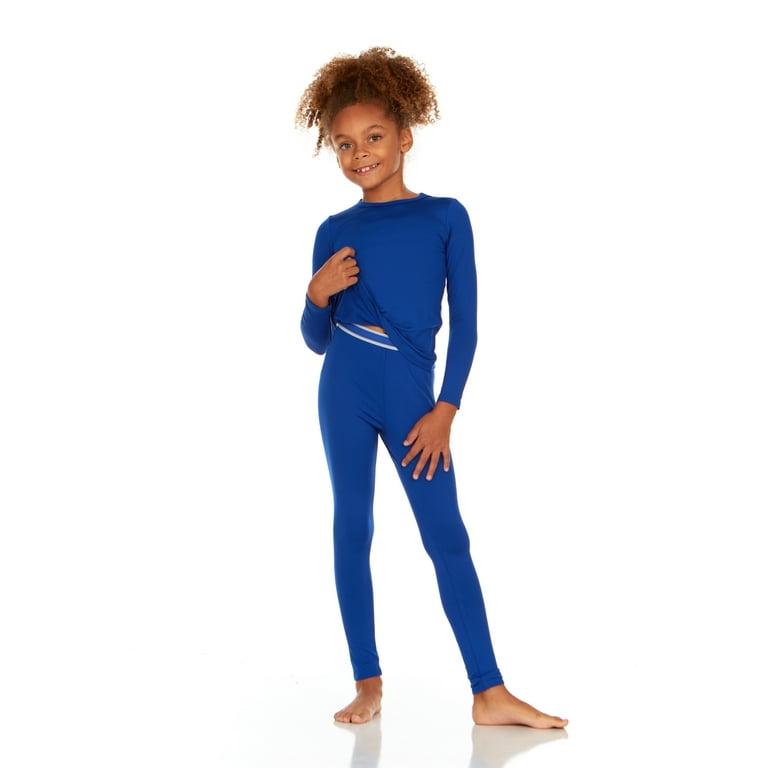 Thermajane Girl's Ultra Soft Thermal Underwear Long Johns Set with Fleece  Lined (Navy, Medium)