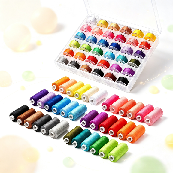 72Pcs Polyester Sewing Thread Kit, 36 Colors Prewound Bobbin Machine Thread, 400 Yards Per Spool for Sewing, Embroidery and Quilting