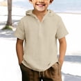 thumbnail image 2 of Boys Hoodie Linen Shirts Button Up Henley Short Sleeve Casual Shirts Youth Teens Summer Lightweight Beach Vacation T Shirts, 2 of 4