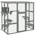 thumbnail image 1 of PawHut Catio Maison Extérieure pour Chat Enclos en Bois pour Chat avec Pont, Boîte de Repos, 1 of 10