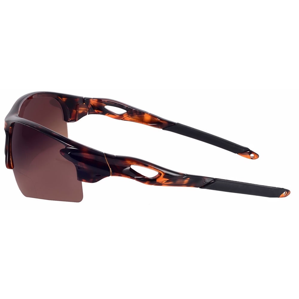 "The Athlete" 2 Pair of Precision Sport Wrap Bifocal Sunglasses Reading Sunglasses for Men and Women - Black/Tortoise HD - 1.75