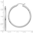 thumbnail image 3 of Real 14kt White Gold Polished 2.5mm Lightweight Tube Hoop Earrings; for Adults and Teens; for Women and Men, 3 of 3