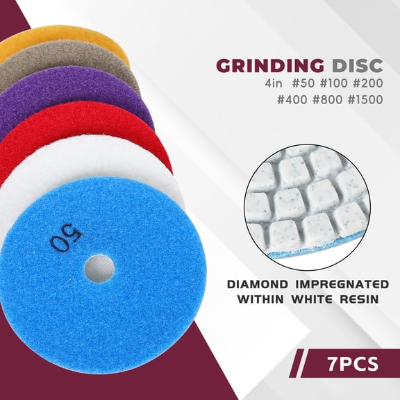 findmall Diamond Polishing Pads 4 Inch Wet/Dry Set For Concrete Marble 7 Pieces