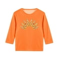 thumbnail image 4 of WRKEKC Girls Long Sleeve T-Shirts, Long Sleeve Shirts for Boys, 3-12 Years Boys' and Girls' Orange Festival Casual Print 3/4 Sleeve Round Neck Top, 4 of 6