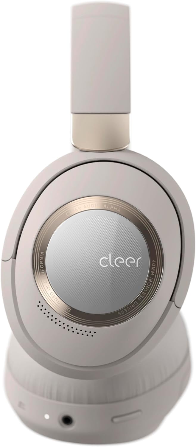 Cleer Audio ALPHA Over-Ear Adaptive ANC Noise-Canceling Bluetooth Headphones with Microphones - Stone
