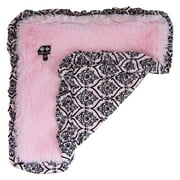 Bessie and Barnie Bubble Gum / Versailles Pink Luxury Ultra Plush Faux Fur Pet/ Dog Reversible Blanket (Multiple Sizes)