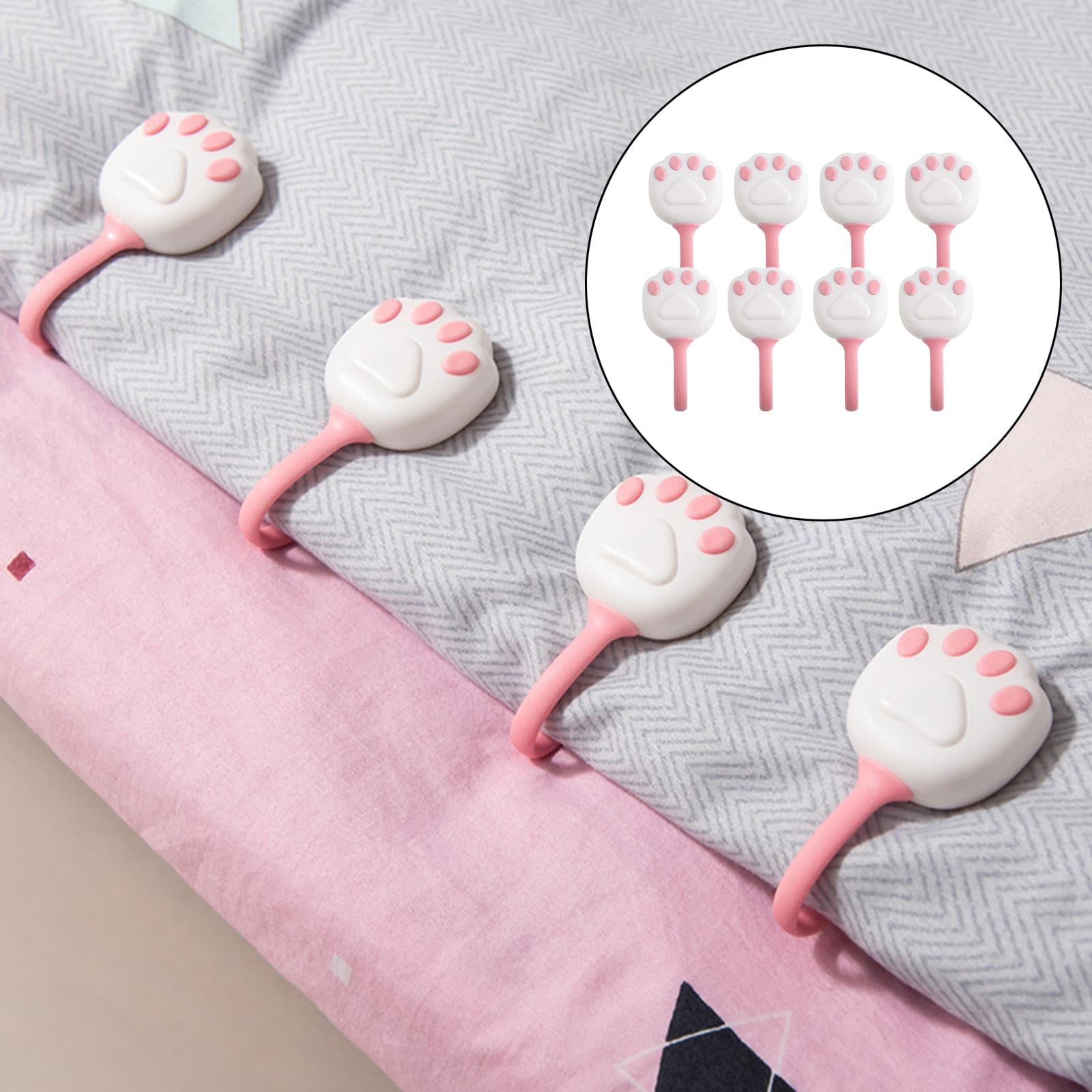 8Pcs Bed Duvet Covers Sheet Holder Clip Clamp Fastener Quilt Cover Gripper Pink 