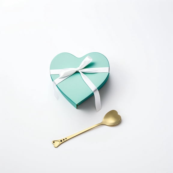 COMPUKAS Heart Teaspoon Stainless Steel Spoon Valentine Treat Spoons Women Home Users 1 Pair