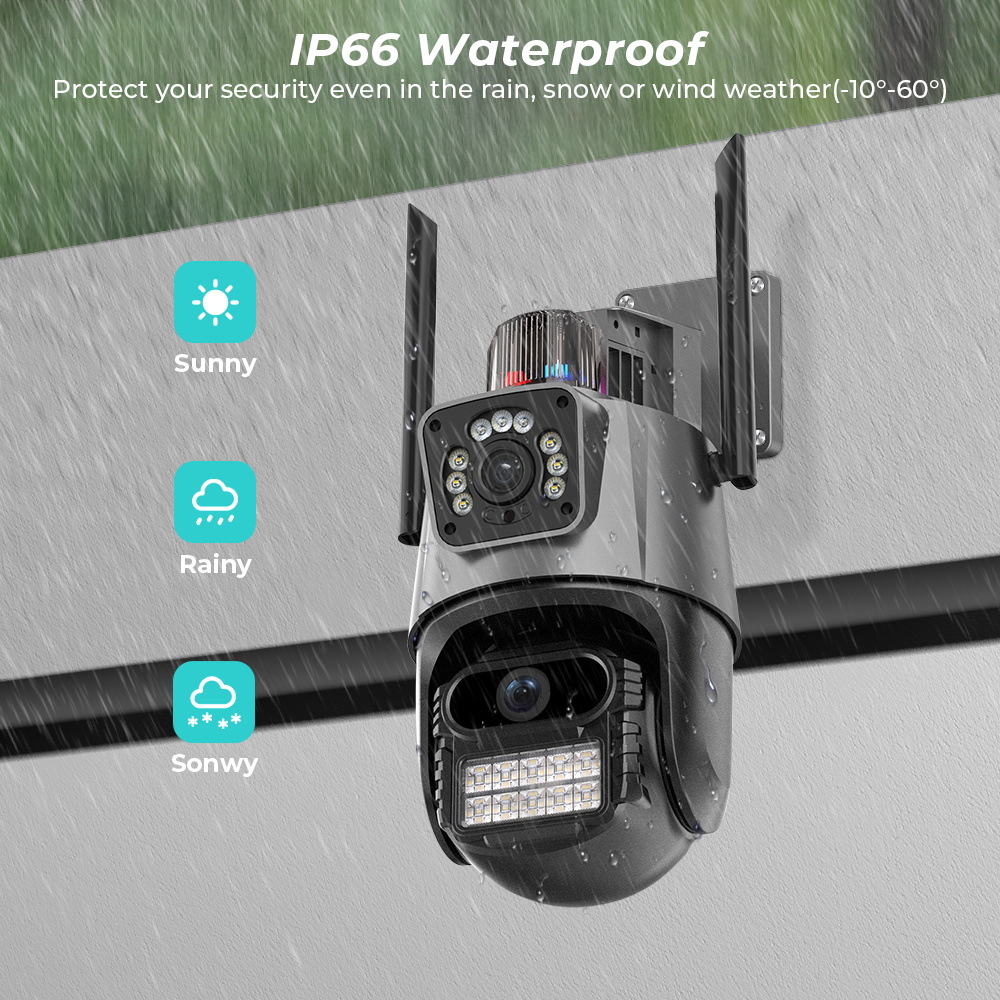 Salange 6MP Outdoor Wired Security Camera with Base Station, Spotlight, Expandable Local Storage, Double Lens, Waterproof PIR Detection, Home Surveillance System Camera