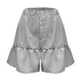 thumbnail image 7 of Olyvenn High Waist Wide Leg Ruffle Shorts for Women Trendy Loose Beach Baggy Short Pants with Pocket Bermuda-Shorts Gray M, 7 of 7