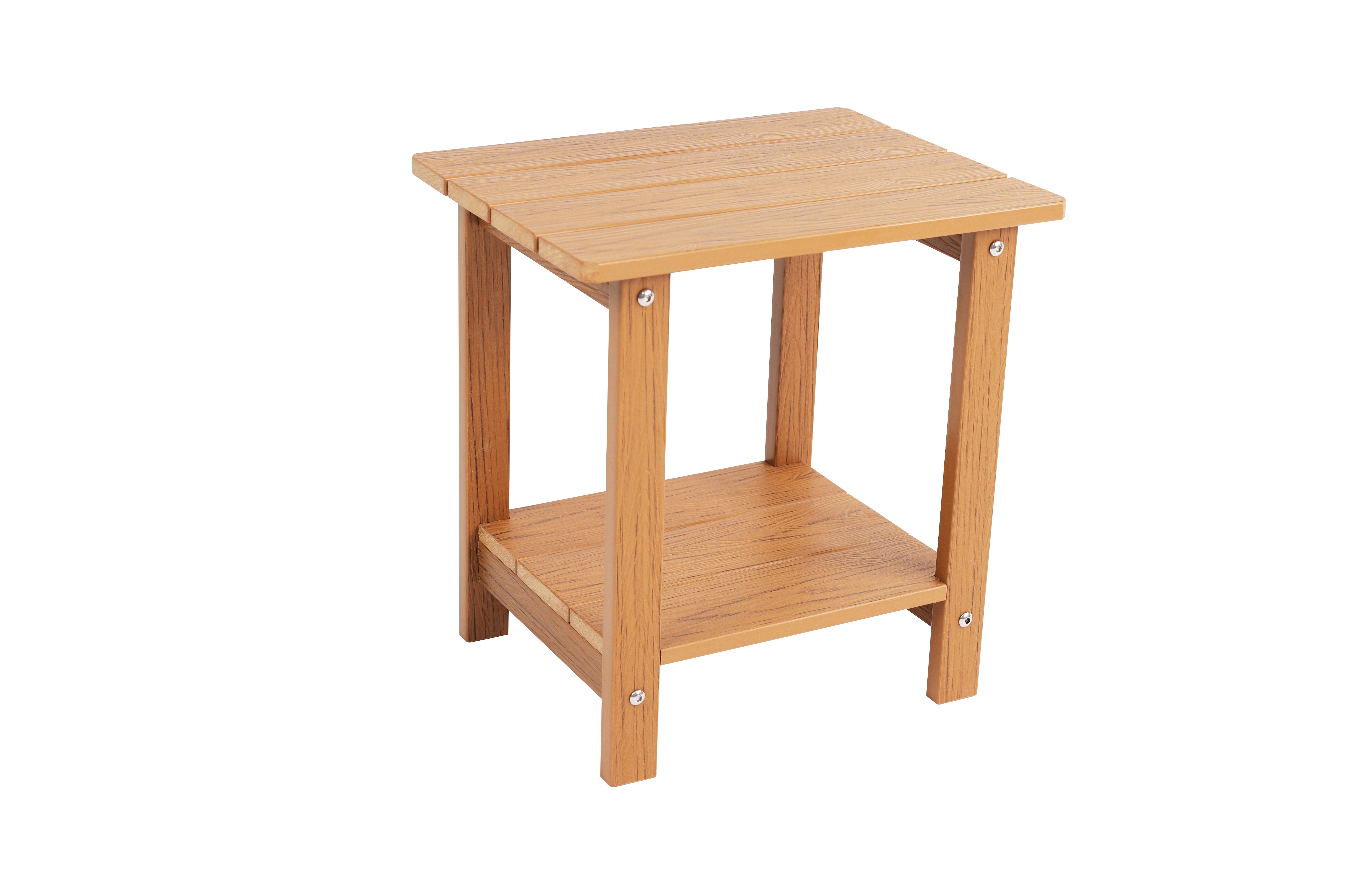 Stylish 2‑Tier Outdoor Side Table, Weather‑Resistant HIPS Patio End Table for Yard Snacks & Afternoon Relaxation, Matching Adirondack Chairs