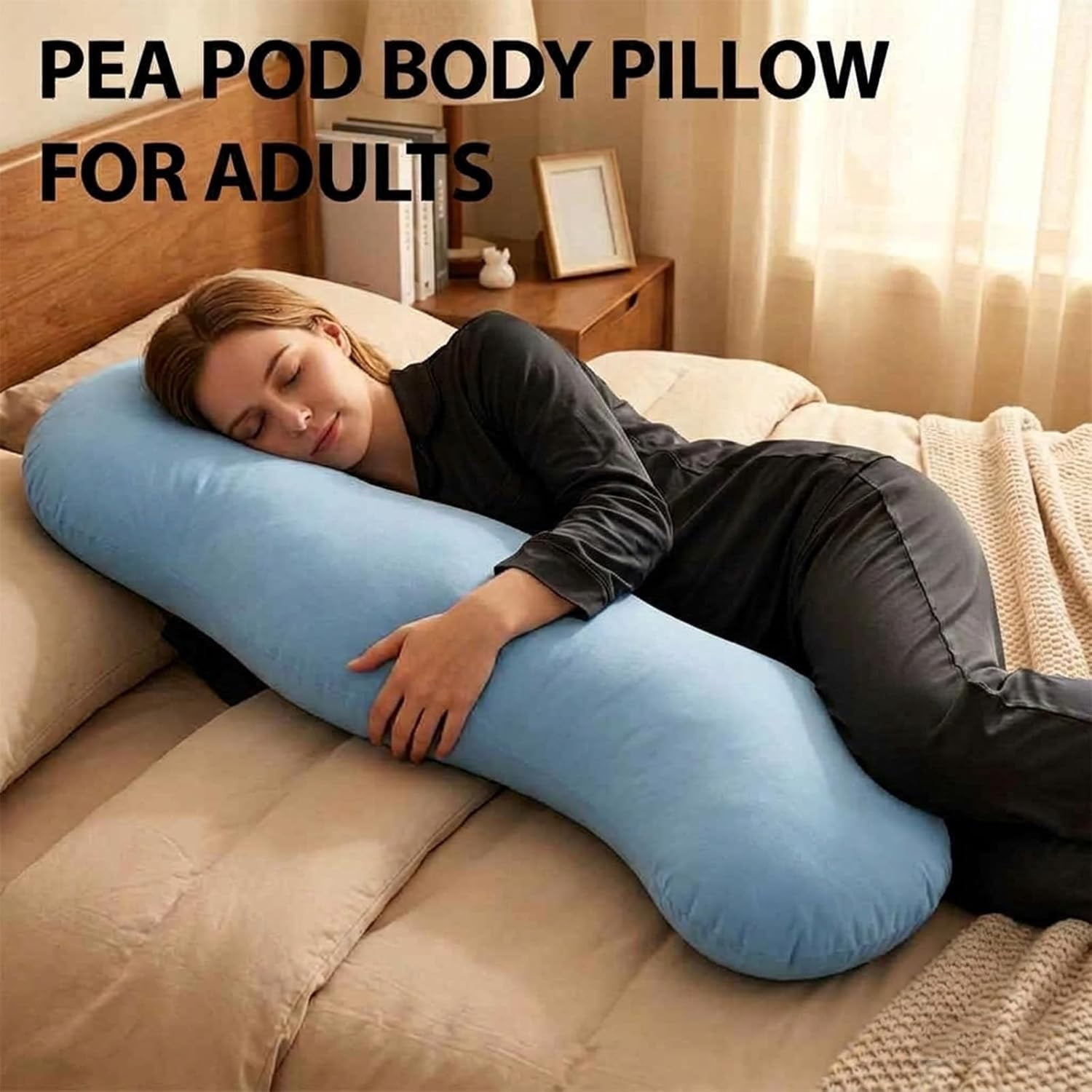Pea Pod Body Pillow for Side Sleepers, Removable Cover, Pink