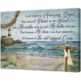 thumbnail image 2 of HFDF Christian Lighthouse Wall Art Coastal Religious Pictures Wall Decor Nautical Amazing Grace Canvas Prints Scriptures Painting Modern Artwork for Bathroom Living Room Office 14x11inch Framed, 2 of 6