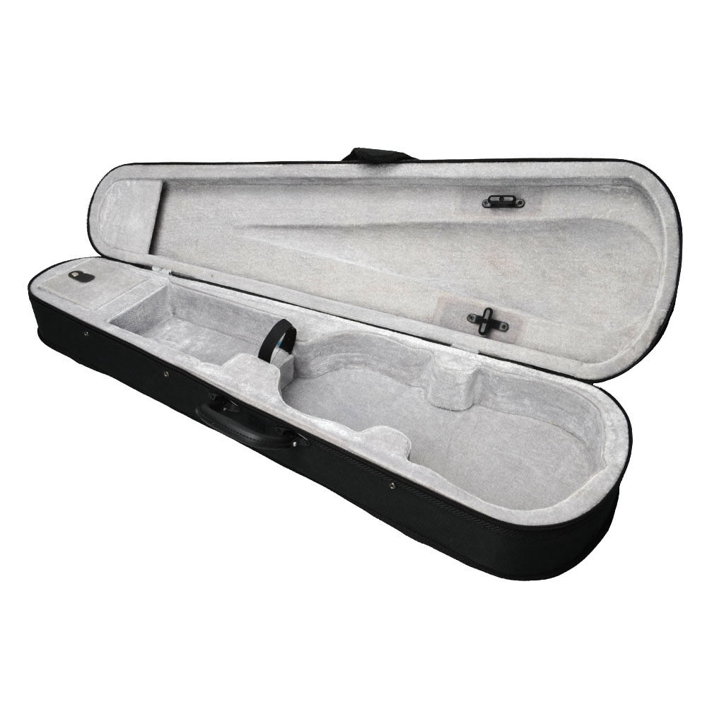 Tcbosik Cloth Fluff Triangle Shape Violin Box, Violin Case with Silver and Gray Lining for 4/4 Violin, Travel Violin Case Bag, Black