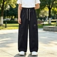 thumbnail image 5 of Zuwimk Girls Wide Leg Pants High Waisted Soft Stretchy Sweatpants with Pockets School Sport(Black,9-10 Years), 5 of 5