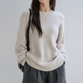 thumbnail image 2 of Olyvenn Oversized Sweater for Women Fall Winter Casual Slouchy Crewneck Long Sleeve Drop Shoulder Soft Knitted Pullover Tops Beige Free Size, 2 of 9