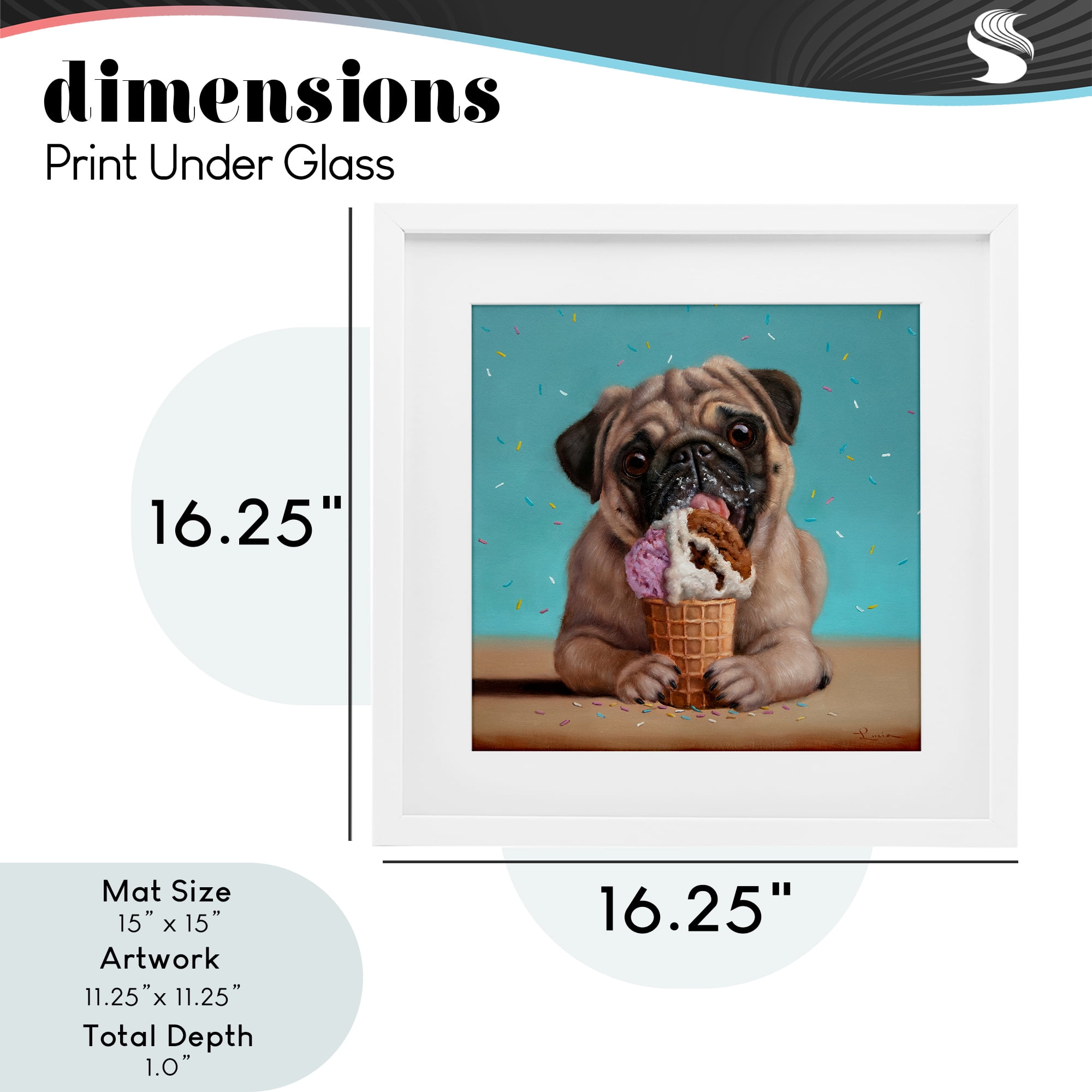 Neapawlitan Ice Cream & Dog White Framed Print Under Glass, design by Lucia Heffernan