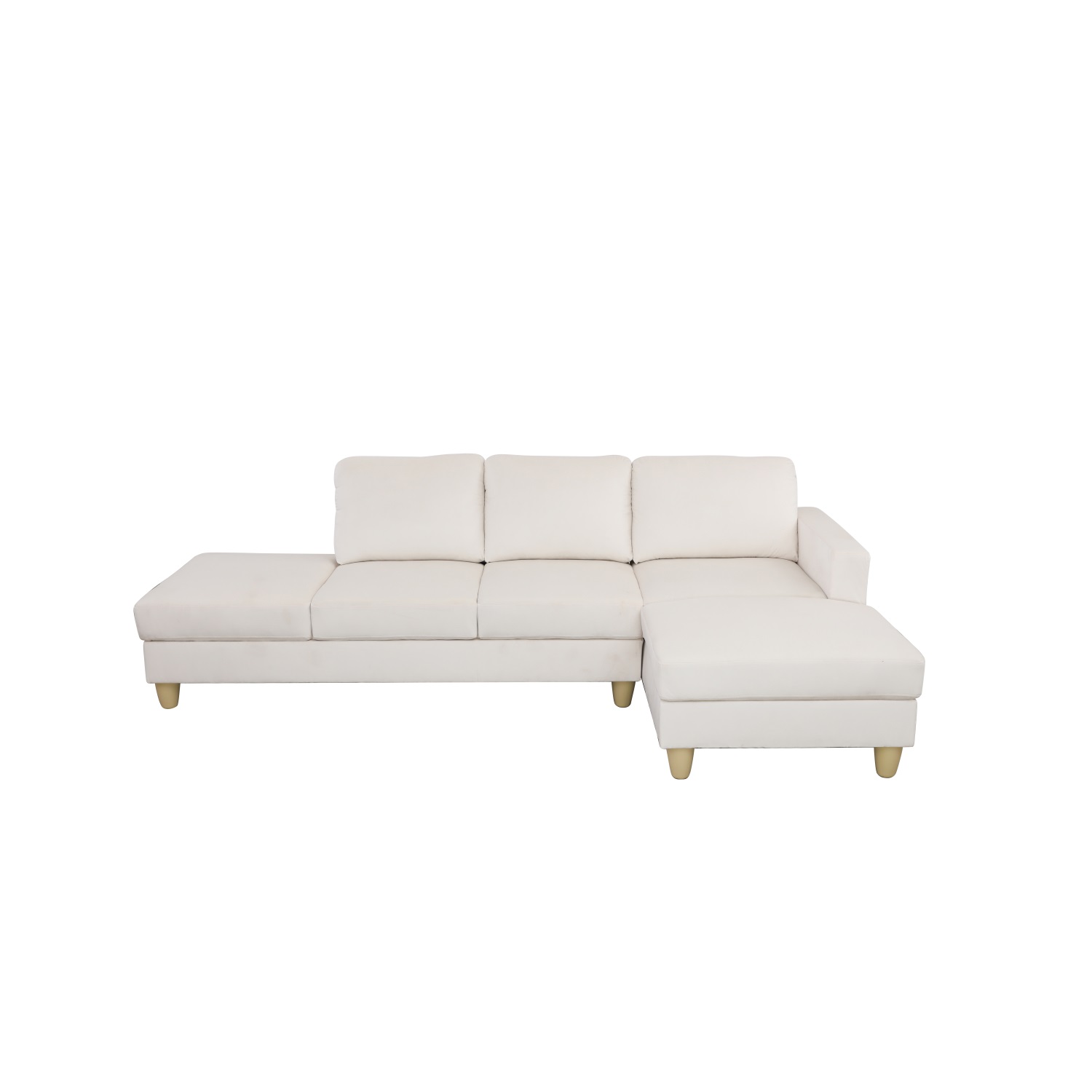 Hommoo Lint Living Room Furniture Set, 4-Seat L-Shaped Sectional Couch Sofa for Apartment/Upstairs Loft/Living Room, 16.5'' Back Height, White(No Ottomans)