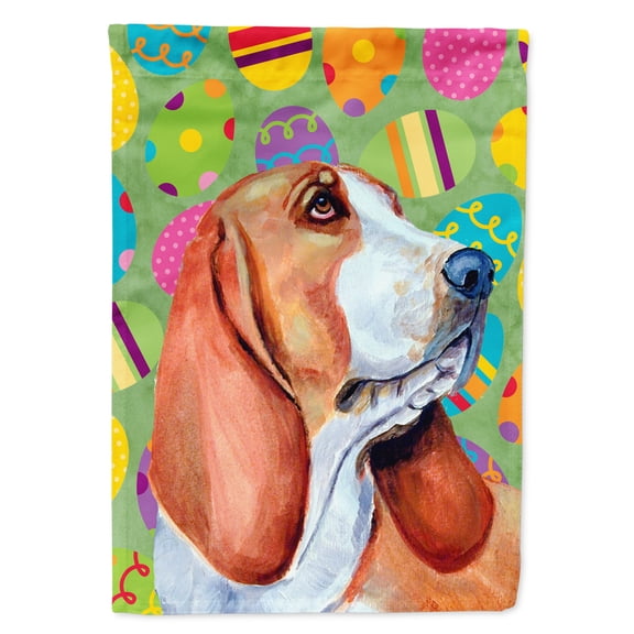 Carolines Treasures LH9422-FLAG-PARENT Basset Hound Easter Eggtravaganza Flag  multicolor