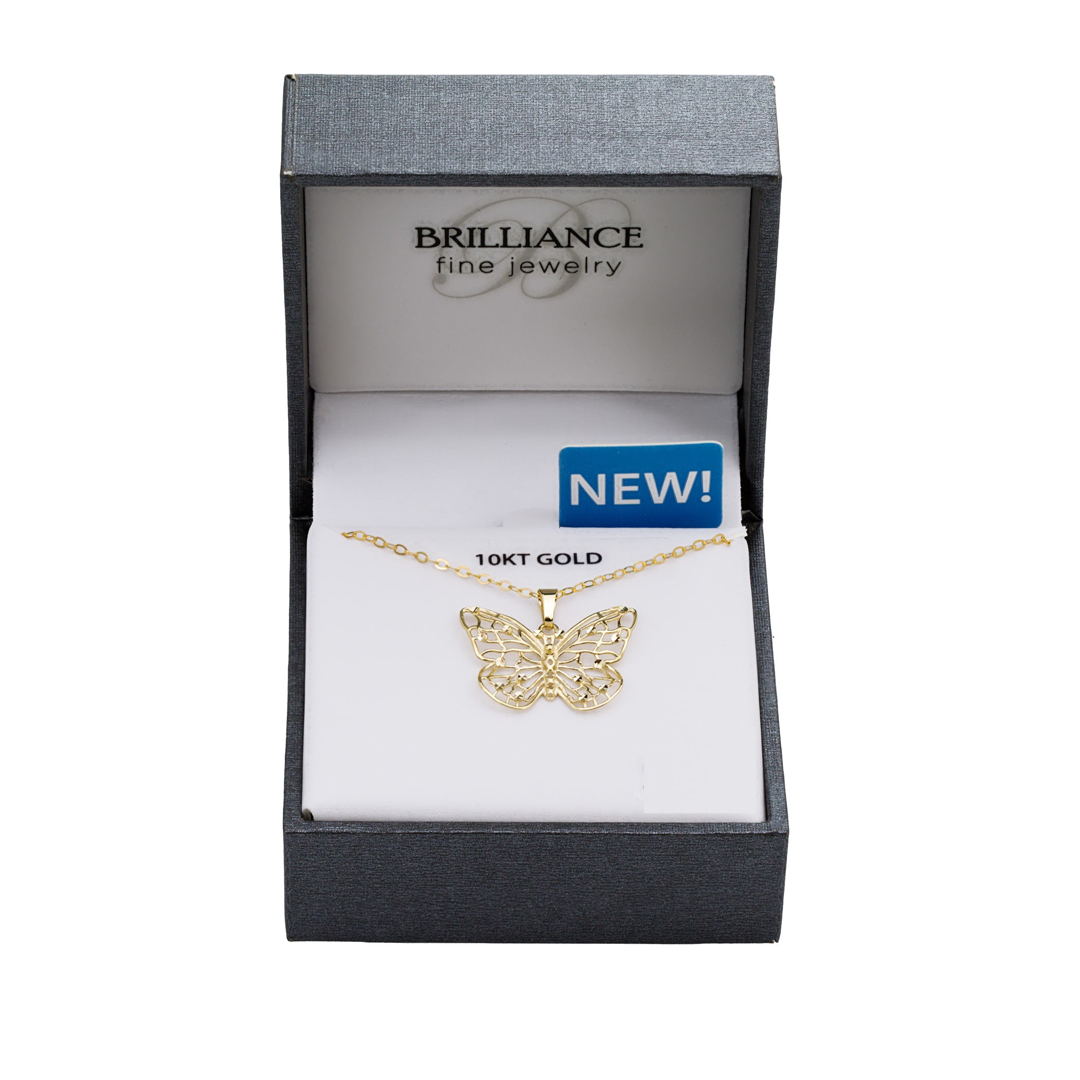 Brilliance Fine Jewelry 10KT Yellow Gold Butterfly Pendant with 18" Gold Filled Chain