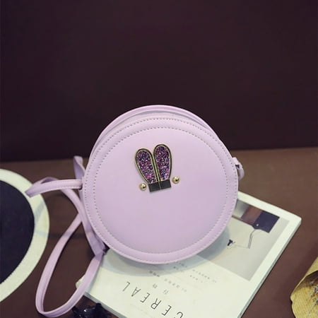 Ear Bags Clearance Tailored Fashion Women Single Shoulder Rabbit Ears Small Circular Bag Texture Zipper Bag ()
