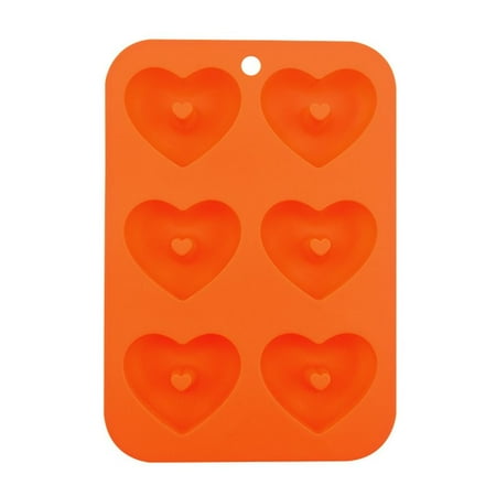 

6 Cavity Love Heart Silicone Donut Pan for Baking Donut Maker Pancake Mold Non-stick Doughnut Pan Muffin Cupcake Bagel Making Tray ORANGE