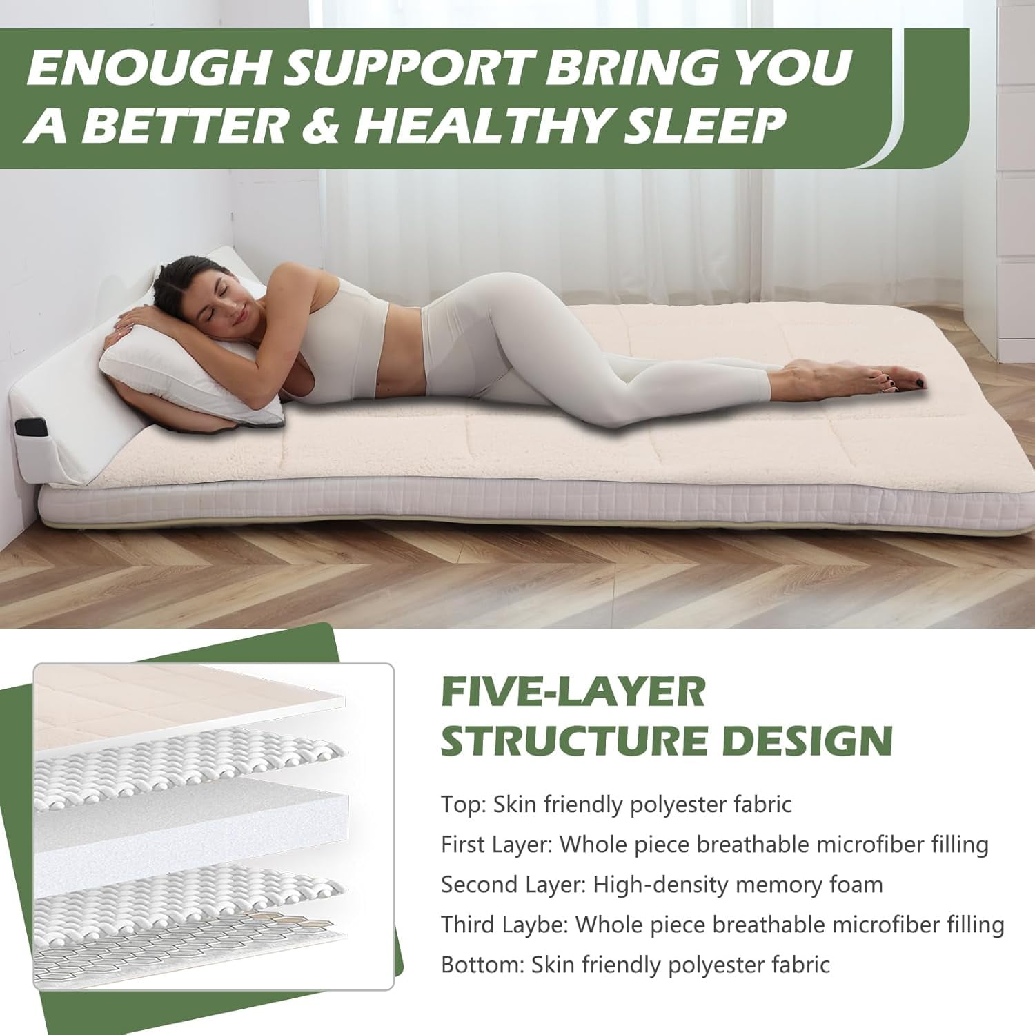 ABORON Extra Plush Futon Mattress Full Size 4" Thick Japanese Floor Mattress Folding Guest Mattress Protable Roll up Mattress Soft Memory Foam Tatami Mat Sleeping Pad for Bedroom Camping Tent