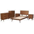 thumbnail image 2 of Baxton Studio Melora Walnut Brown Wood and Rattan Twin Size 5-Piece Bedroom Set, 2 of 14