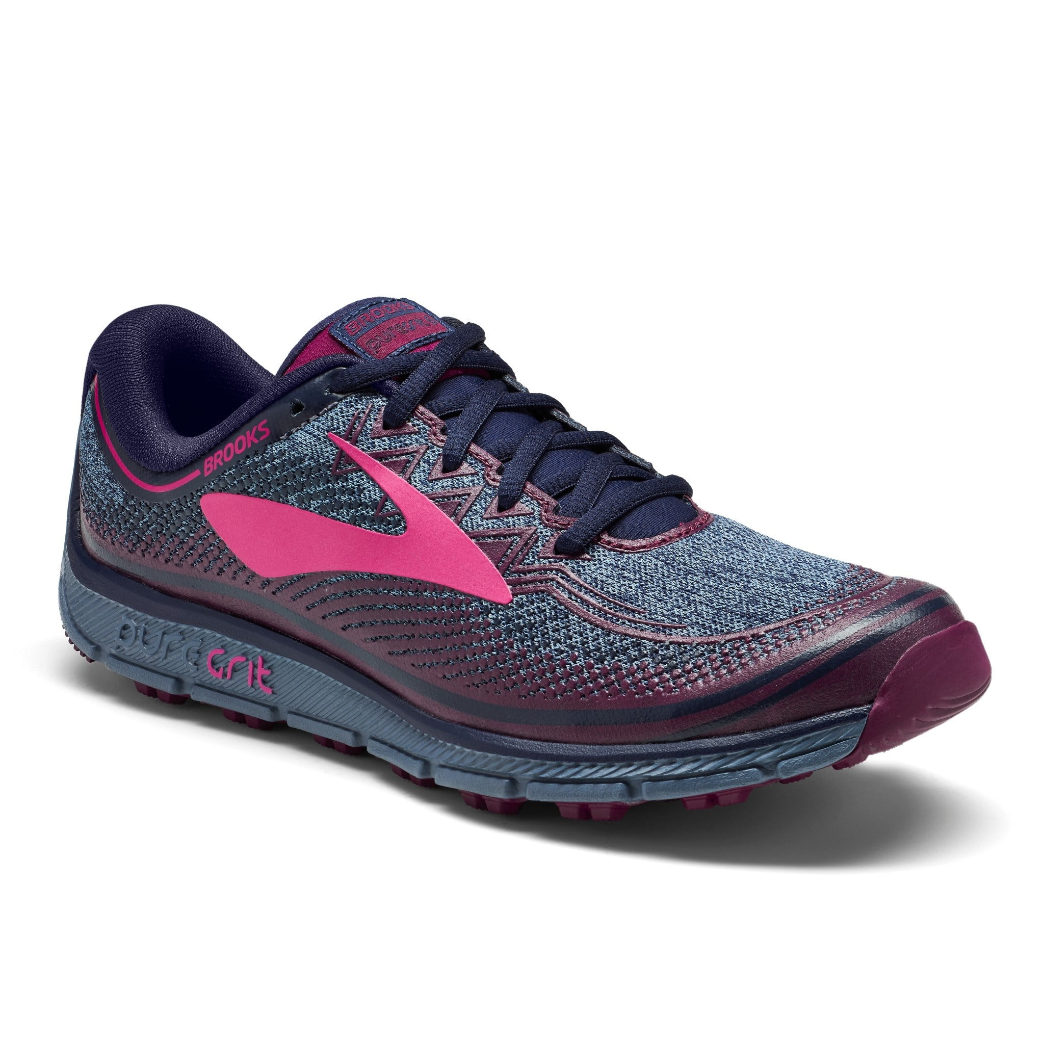 Brooks Women's PureGrit 6 Running Shoe, Navy/Plum/Pink, 9 B US ...