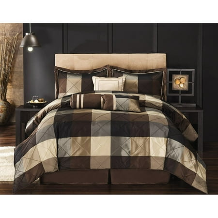 Elliot 8-Piece Comforter Set, Black and Brown