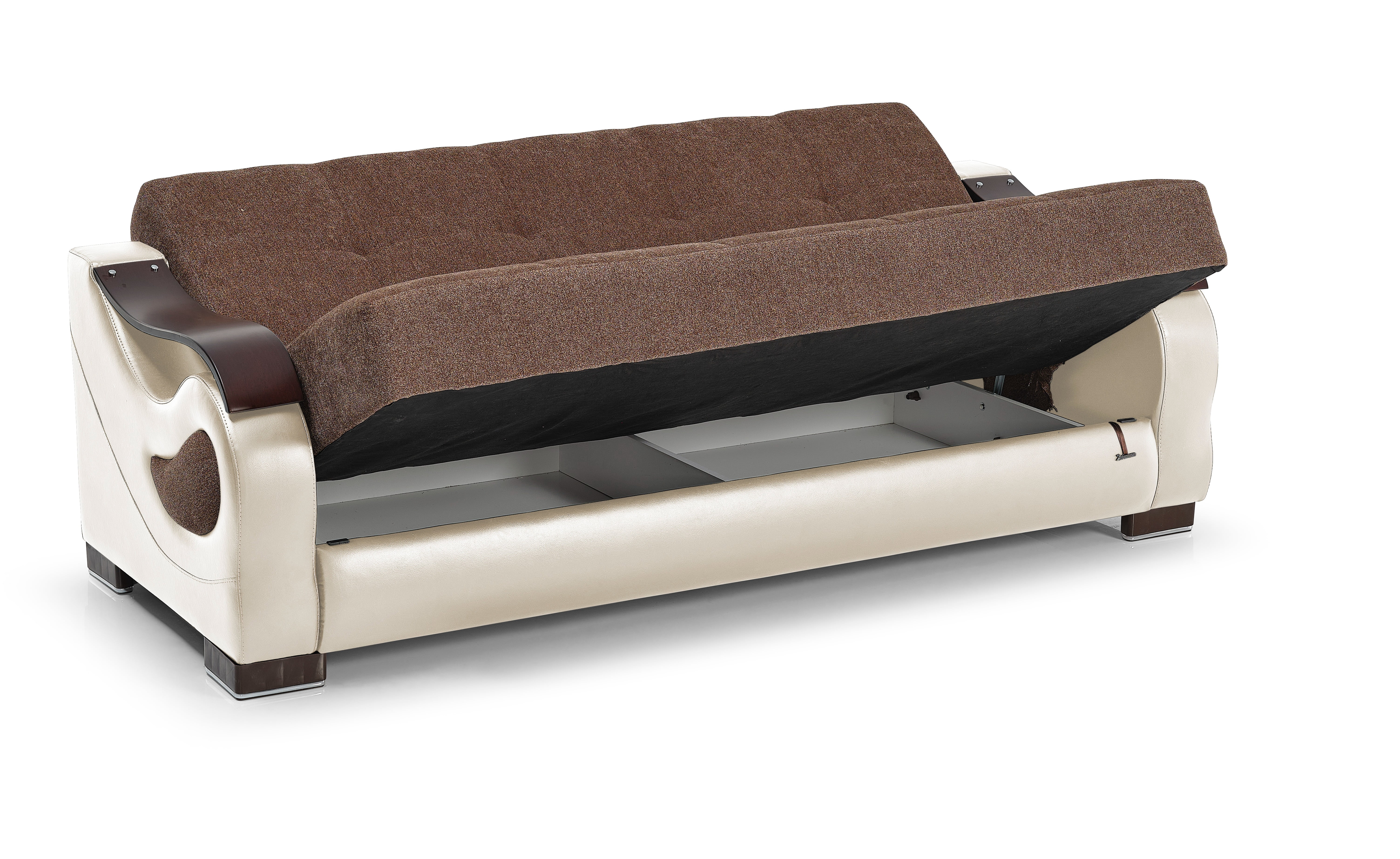 Ottomanson Convertible Sleeper Sofa Bed with Hidden Storage, Firm Comfort Couch, Beige