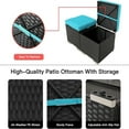 thumbnail image 3 of Resenkos Outdoor Footstool Footrest, 2 Wicker Ottomans, Additional Seating, Footrest, Side Table w/Storage, Removable Cushions,Blue, 3 of 7