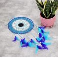 thumbnail image 3 of Atrapasueños de plumas azules tejido a mano para colgar en la pared, 3 of 4