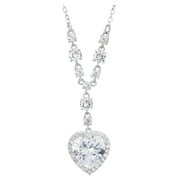 Believe by Brilliance Fine Sterling Silver Cubic Zirconia Heart Pendant Necklace, 18"