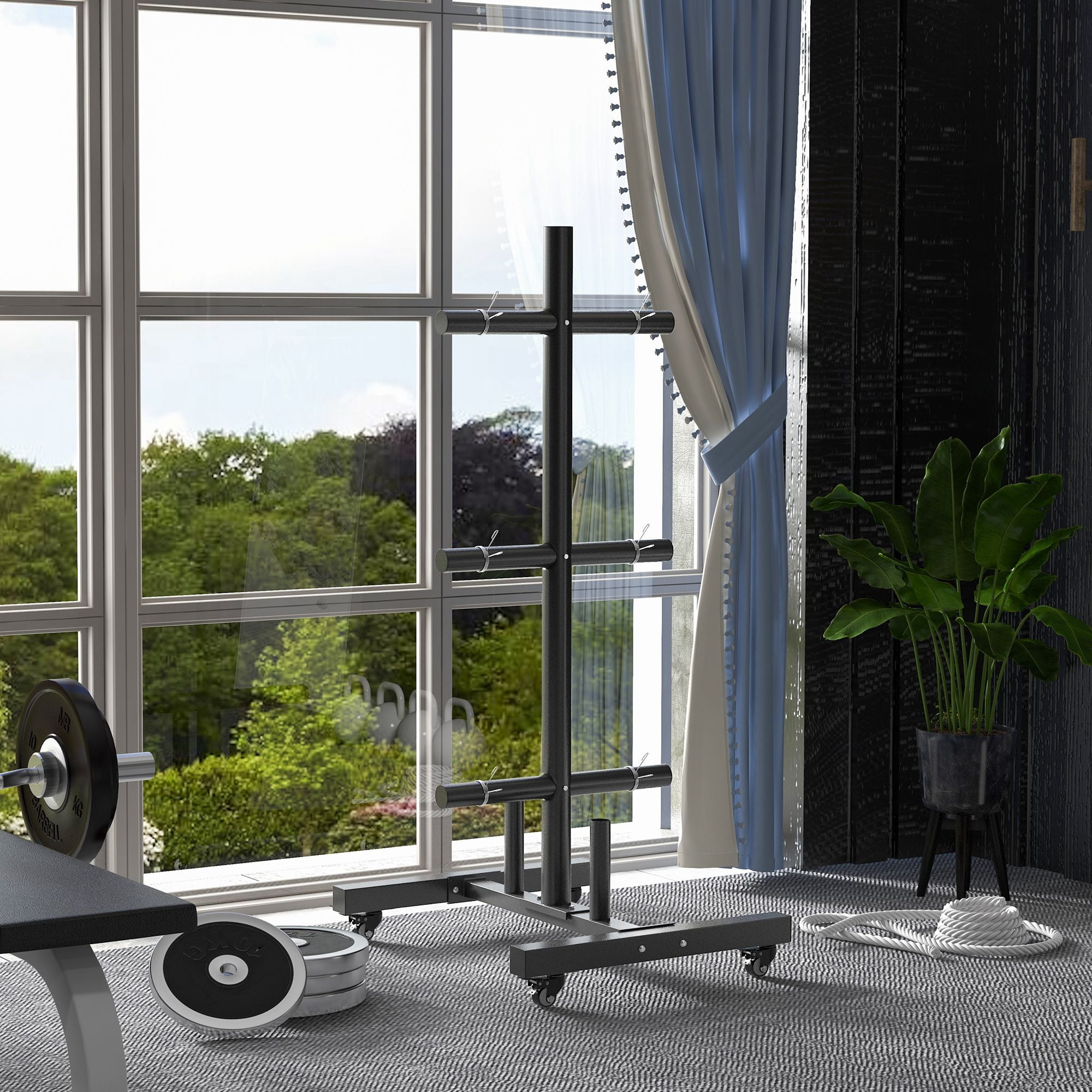 HulkFit Heavy Duty Vertical Weight Plate and Barbell Storage for Home Commercial Gym Walmart