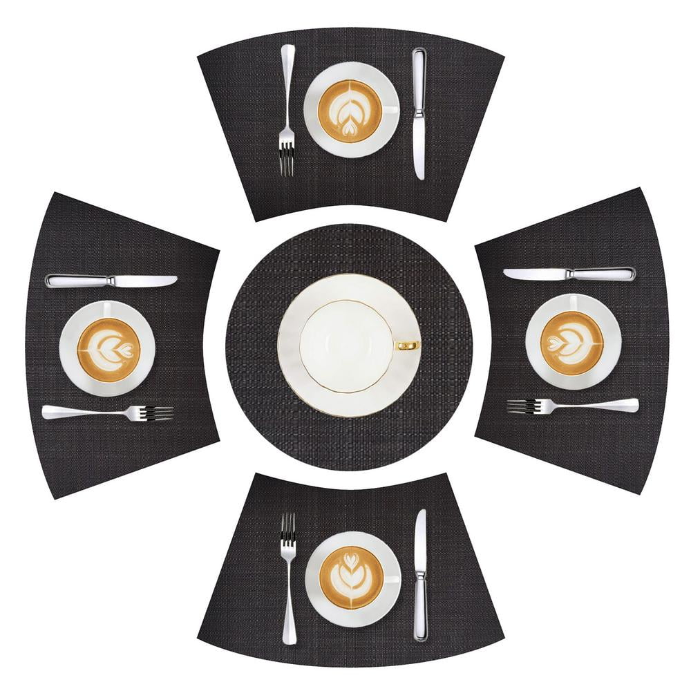 Round Table Placemats Set of 5, Wedge Decorative Placemats with