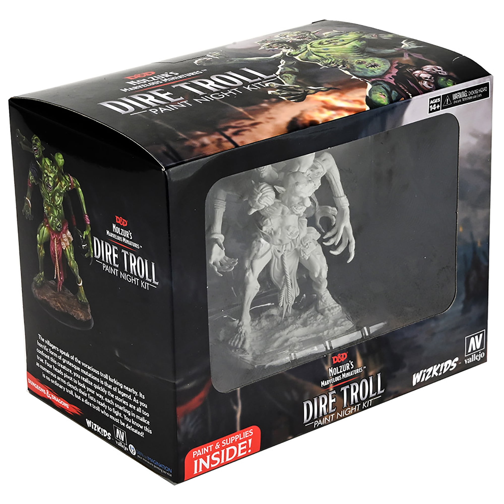 D&D: Nolzur's Marvelous Miniatures: Dire Troll - Paint Night Kit - All-In-One Kit, Unpainted Figure, Paints, Brushes, RPG, Dungeons & Dragons