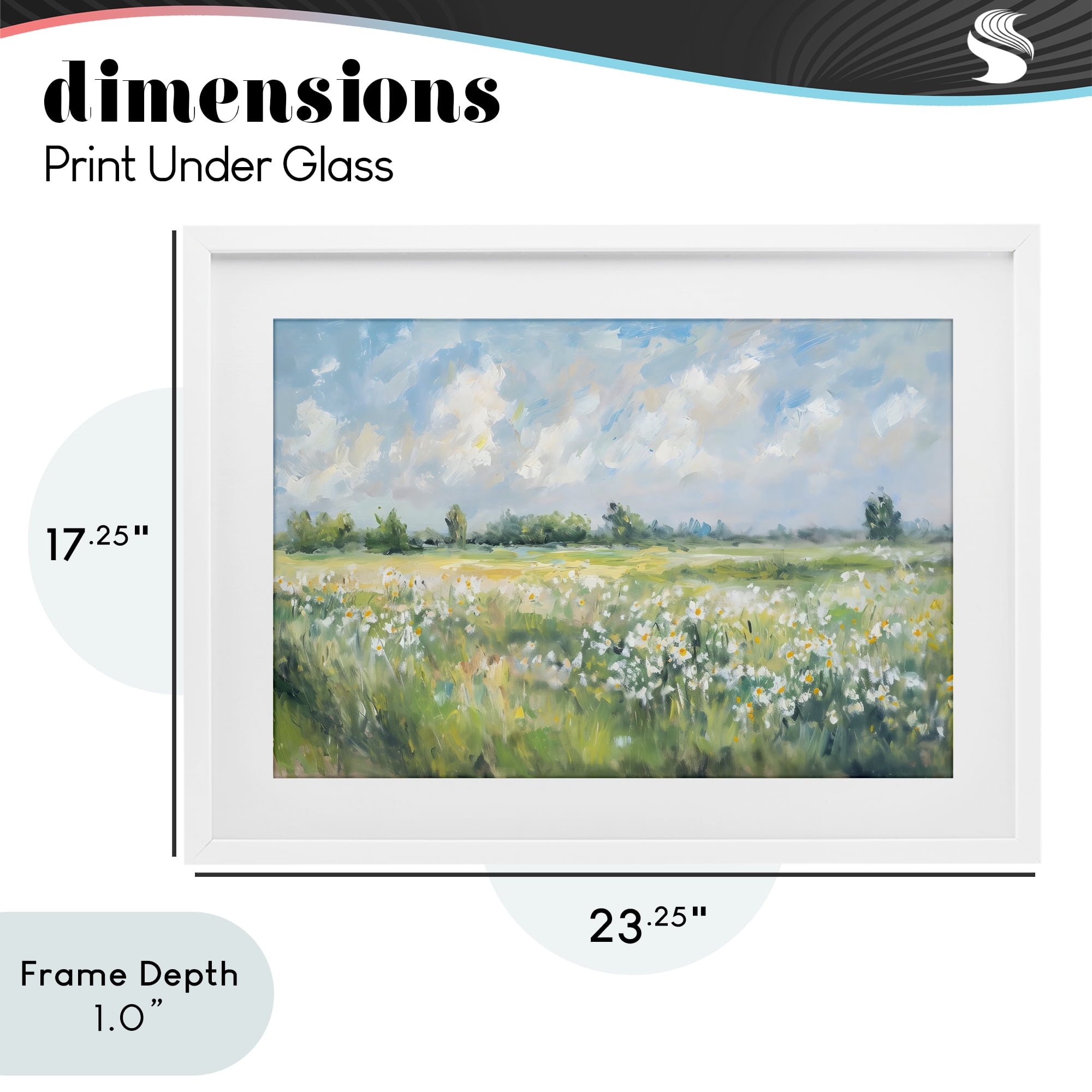 Stupell Industries Daisy Field Landscape Impression White Framed Print Under Glass, design by Creative Studio