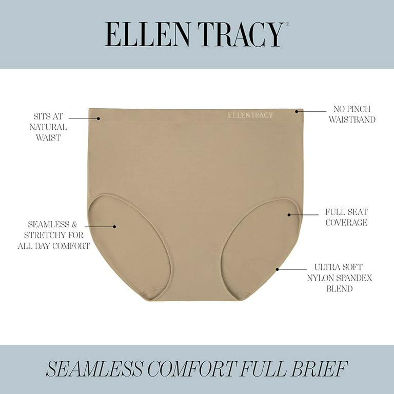 Buy ELLEN TRACY Women's Hi Cut Seamless Logo Panties, 3 Pack