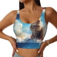 thumbnail image 1 of Balery Blue Sky Winged Cat Sujetadores deportivos con espalda cruzada para mujer, acolchados, sin costuras, de alto impacto, ideales para yoga, gimnasio, entrenamiento y fitness.-, 1 of 8