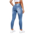 thumbnail image 6 of ClodeEU Women High Waist Ripped Distressed Skinny Ankle Jeans,Stretch Hole Denim Jeggings with Pockets Light Blue,Women's Plus S, 6 of 8