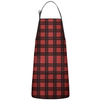Red and Black Christmas Plaid Pattern Apron-Garden Aprons for Women with Pockets-Cotton Linen Waterproof Kitchen Cooking Gardening Aprons Adjustable for Kitchen,Cooking,BBQ and Salon 33"x27"