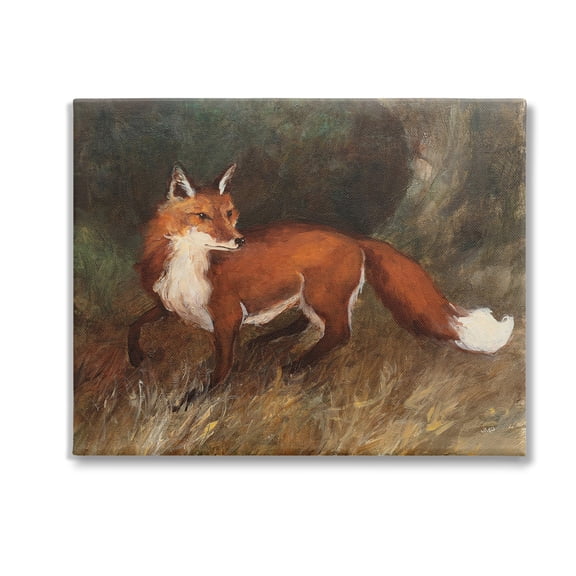Stupell Industries Wild Fox in Forest Animals & Insects Painting Gallery Wrapped Canvas Art Print Wall Art, 20 x 16