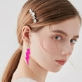 thumbnail image 2 of 3 Pairs Lightning Bolt Hook Hoop Earrings for Women Acrylic 80s Neon Dangle Drop Statement Earring, 2 of 7